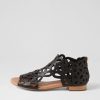 DJANGO & JULIETTE Pietro Black Leather Sandals | Flats