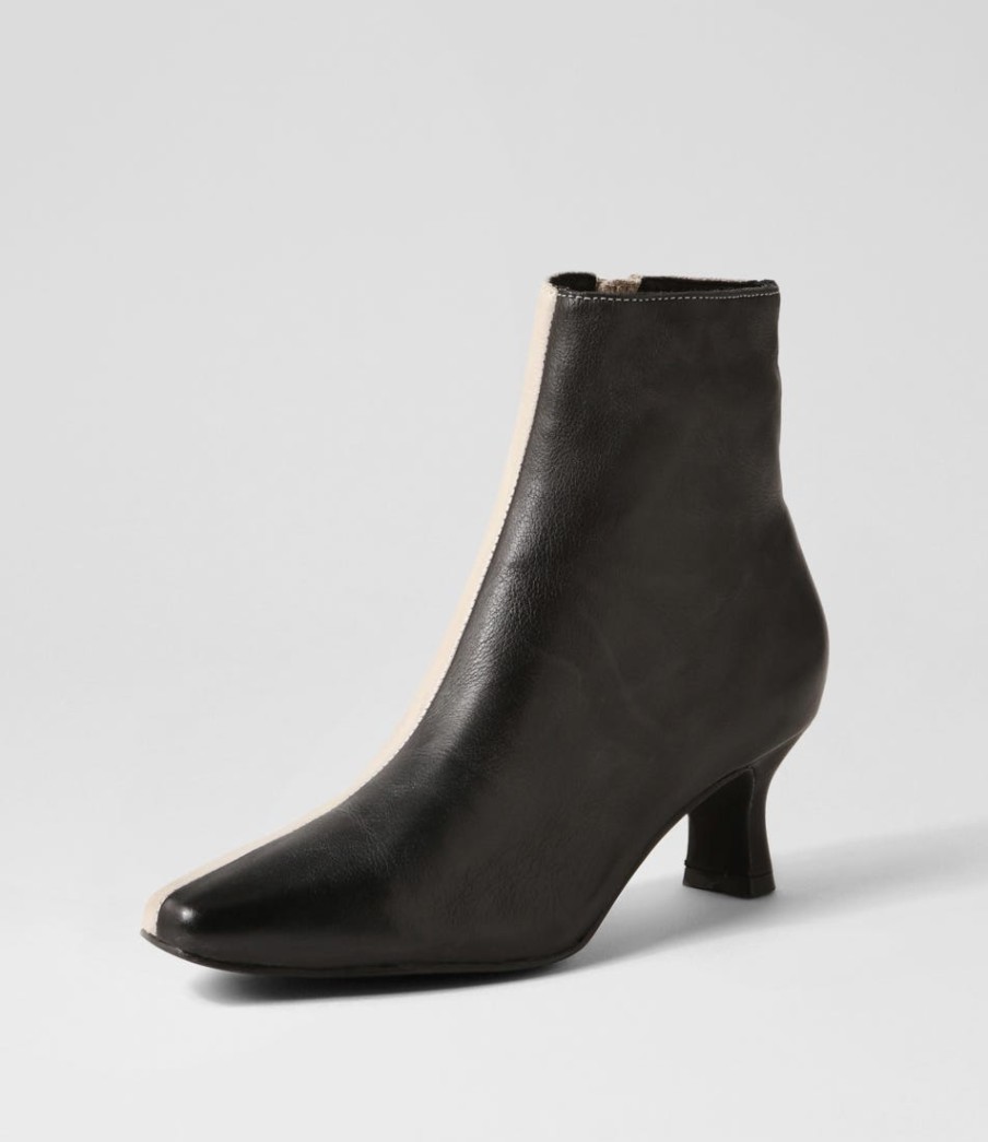 DJANGO & JULIETTE Cutaway Black Almond Leather Ankle Boots | Boots