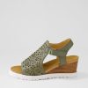 ZIERA Perynn W Olive Leather Sandals | Wedges