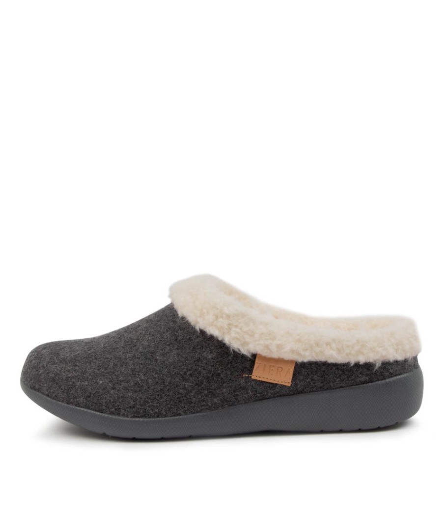 ZIERA Fifi Xw Grey Fabric Slippers | Comfort