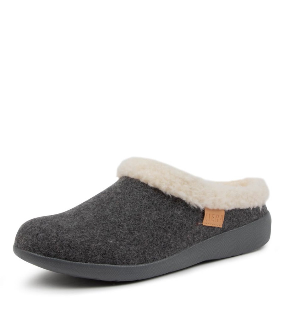 ZIERA Fifi Xw Grey Fabric Slippers | Comfort