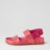 DJANGO & JULIETTE Quffle Fuchsia Orange Stripe Leather Sandals | Flats