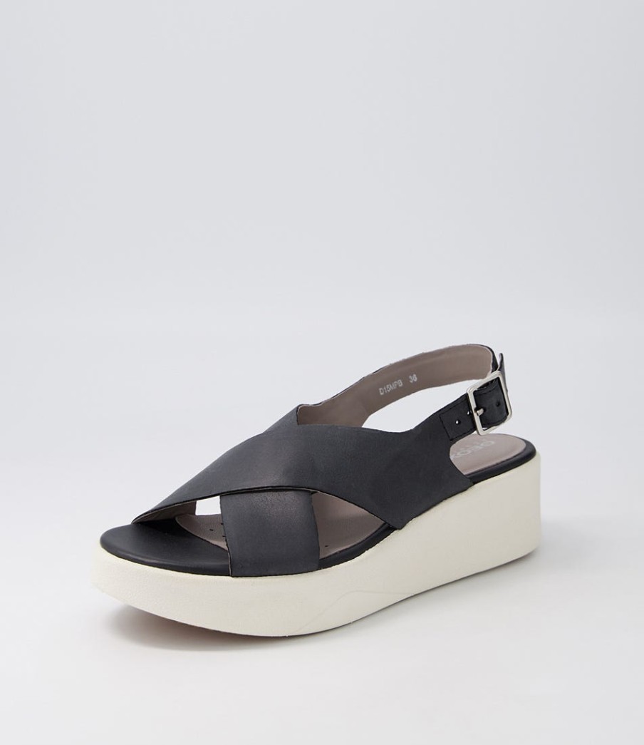 GEOX D Laudara B Black Leather Sandals | Comfort