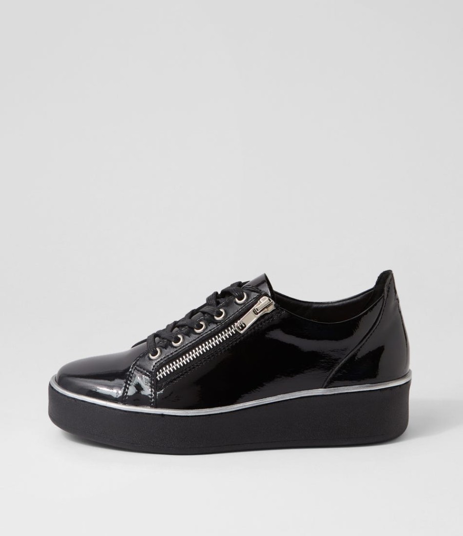 ZIERA Zissy W Black Wrinkle Patent Sneakers | Sneakers