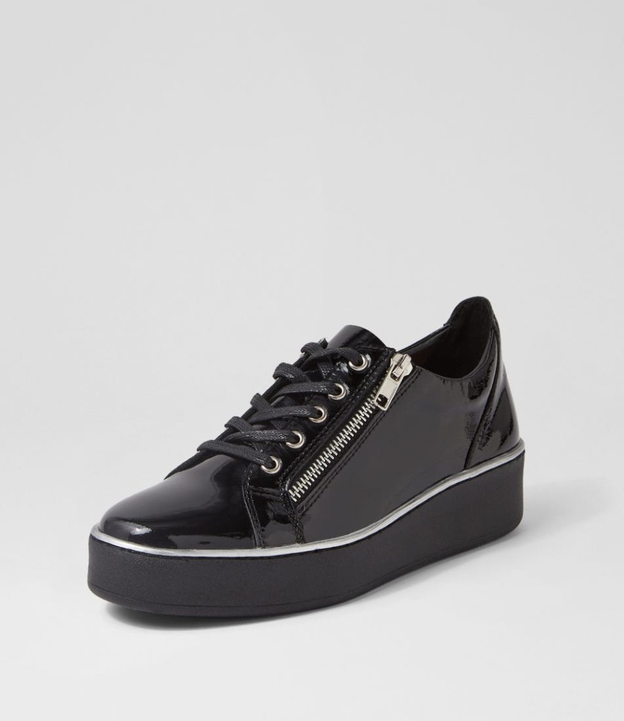 ZIERA Zissy W Black Wrinkle Patent Sneakers | Sneakers