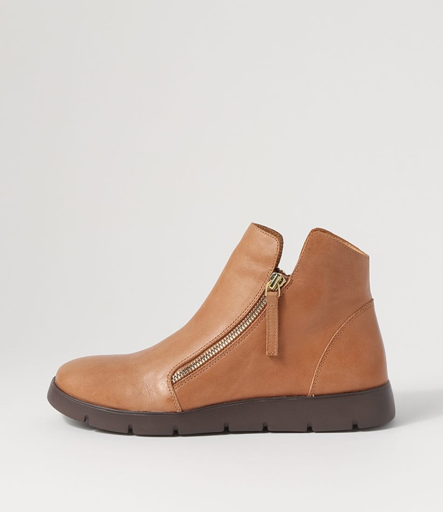 ZIERA Mohme W Tan Leather Ankle Boots | Boots