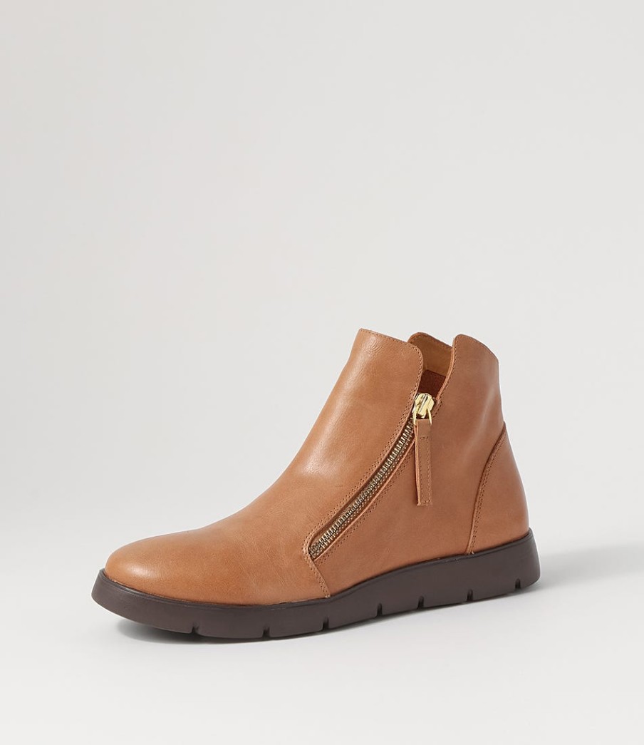 ZIERA Mohme W Tan Leather Ankle Boots | Boots