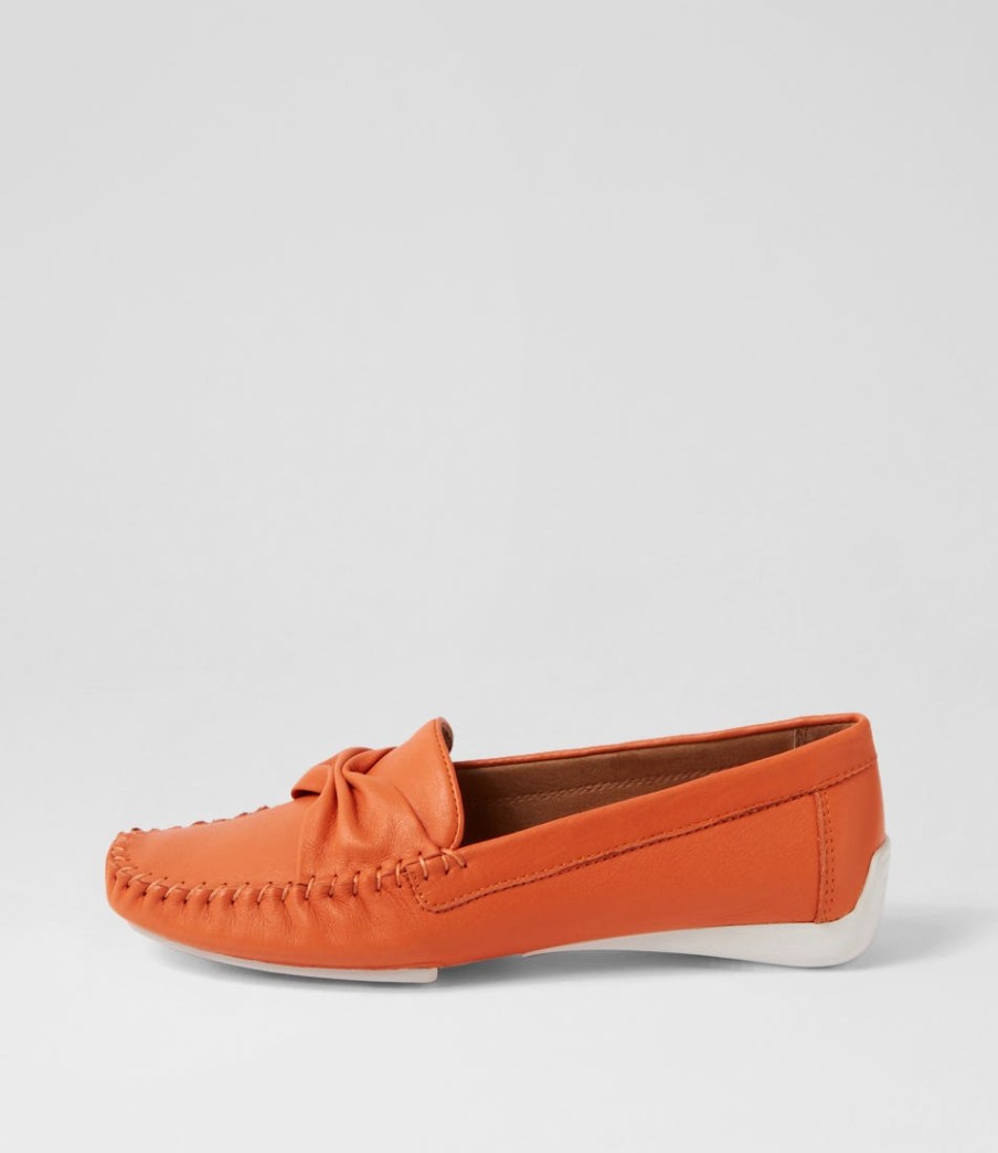 DJANGO & JULIETTE Loukas Bright Orange Leather Loafers | Loafers