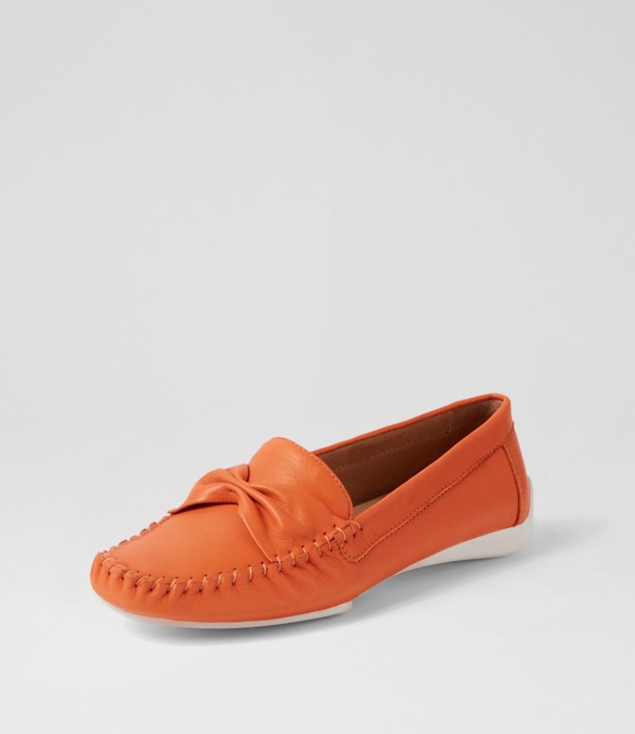 DJANGO & JULIETTE Loukas Bright Orange Leather Loafers | Loafers