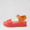 DJANGO & JULIETTE Wilburt Fuchsia Orange Stripe Leather Sandals | Sandals