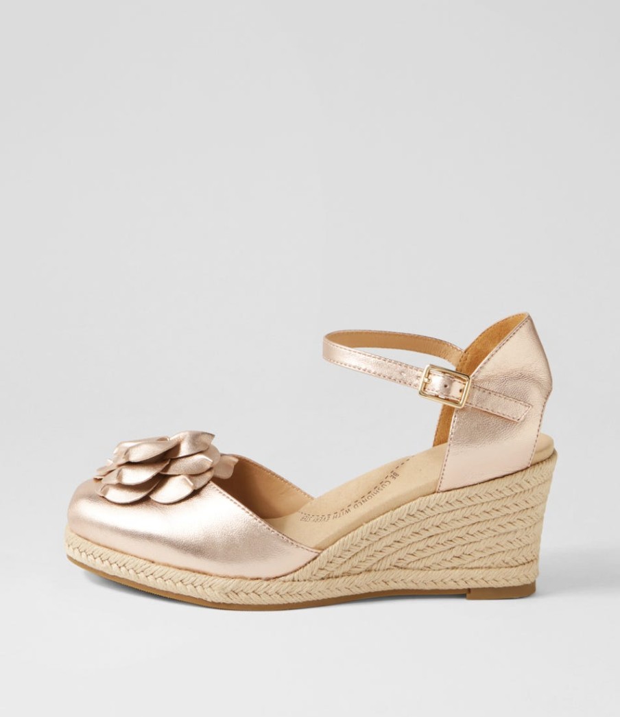 ZIERA Adira W Pale Rose Gold Leather Wedges | Wedges