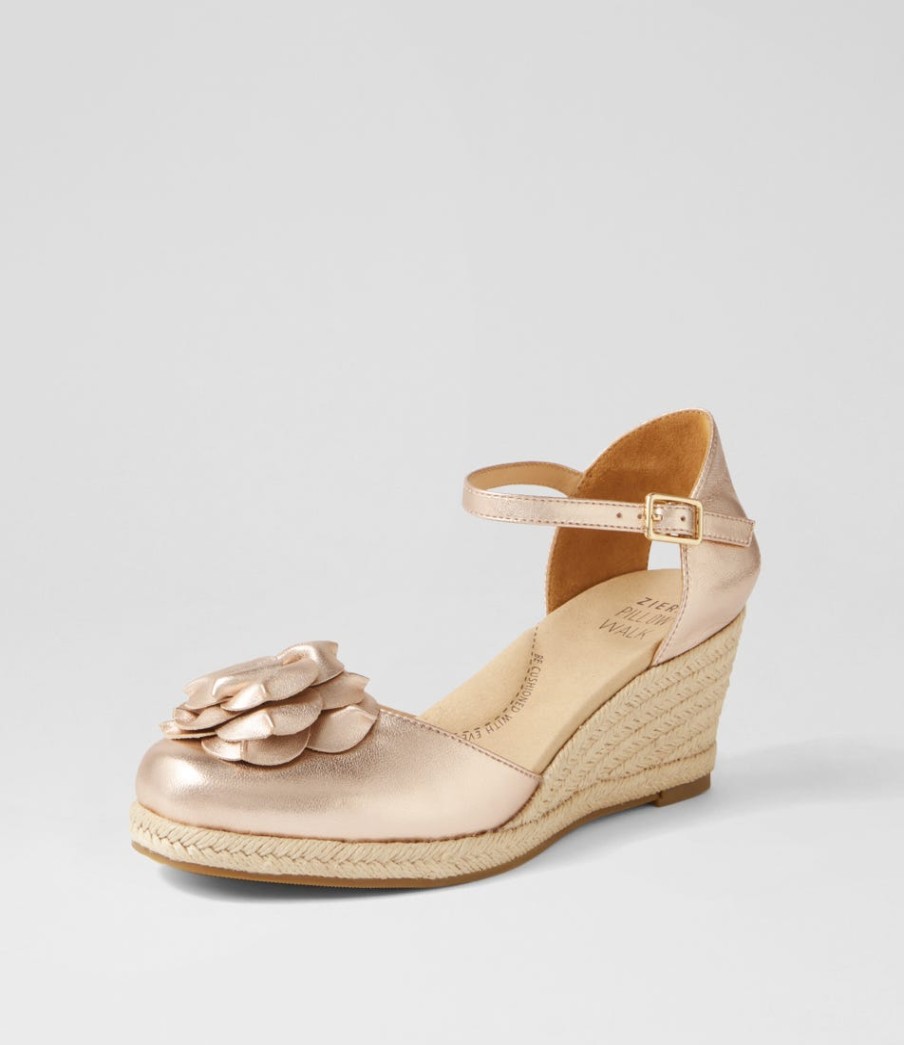 ZIERA Adira W Pale Rose Gold Leather Wedges | Wedges