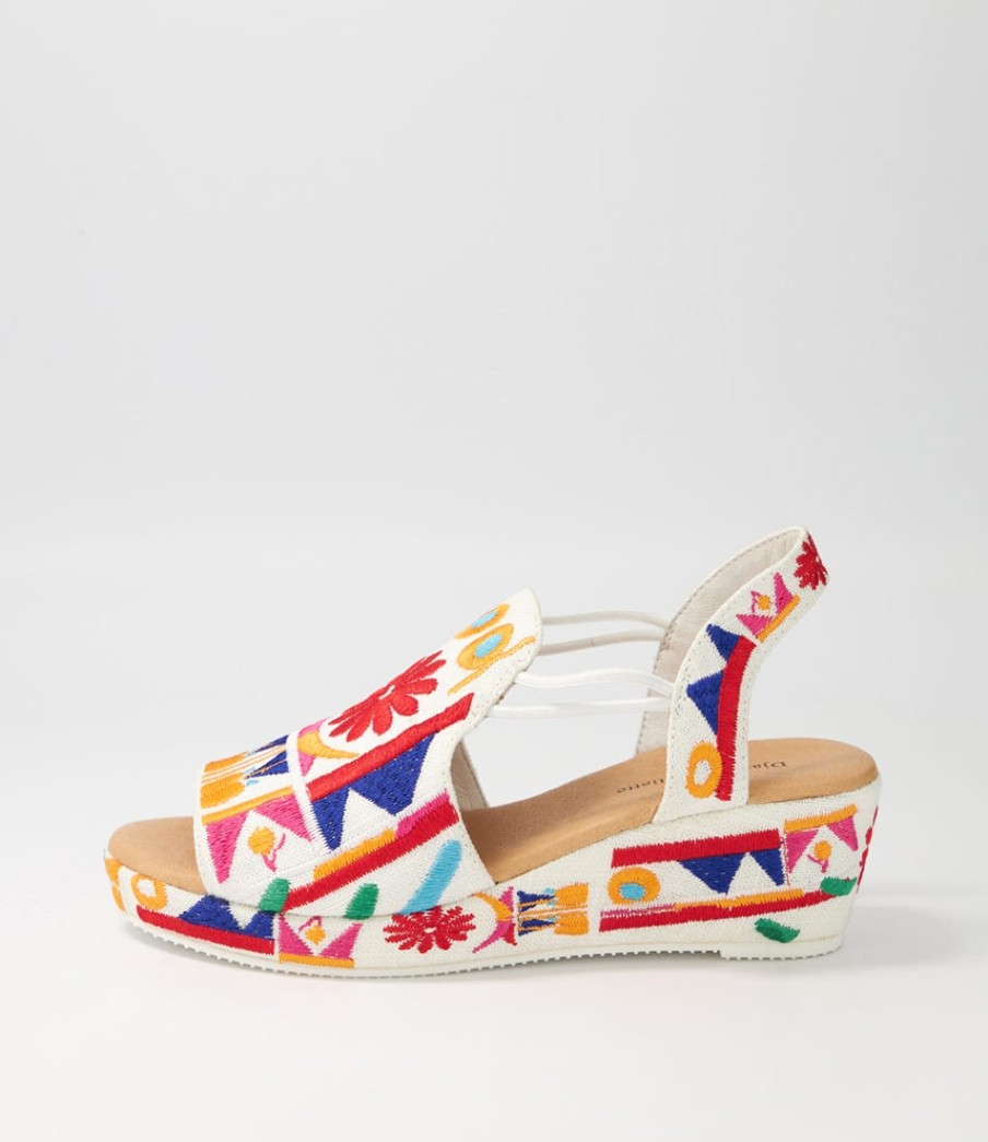 DJANGO & JULIETTE Sahirah Bright Multi Fabric Sandals | Wedges