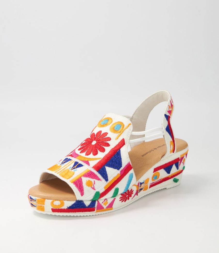 DJANGO & JULIETTE Sahirah Bright Multi Fabric Sandals | Wedges