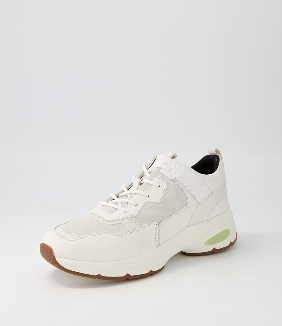 GEOX D Alhour A White Leather Suede Sneakers | Comfort