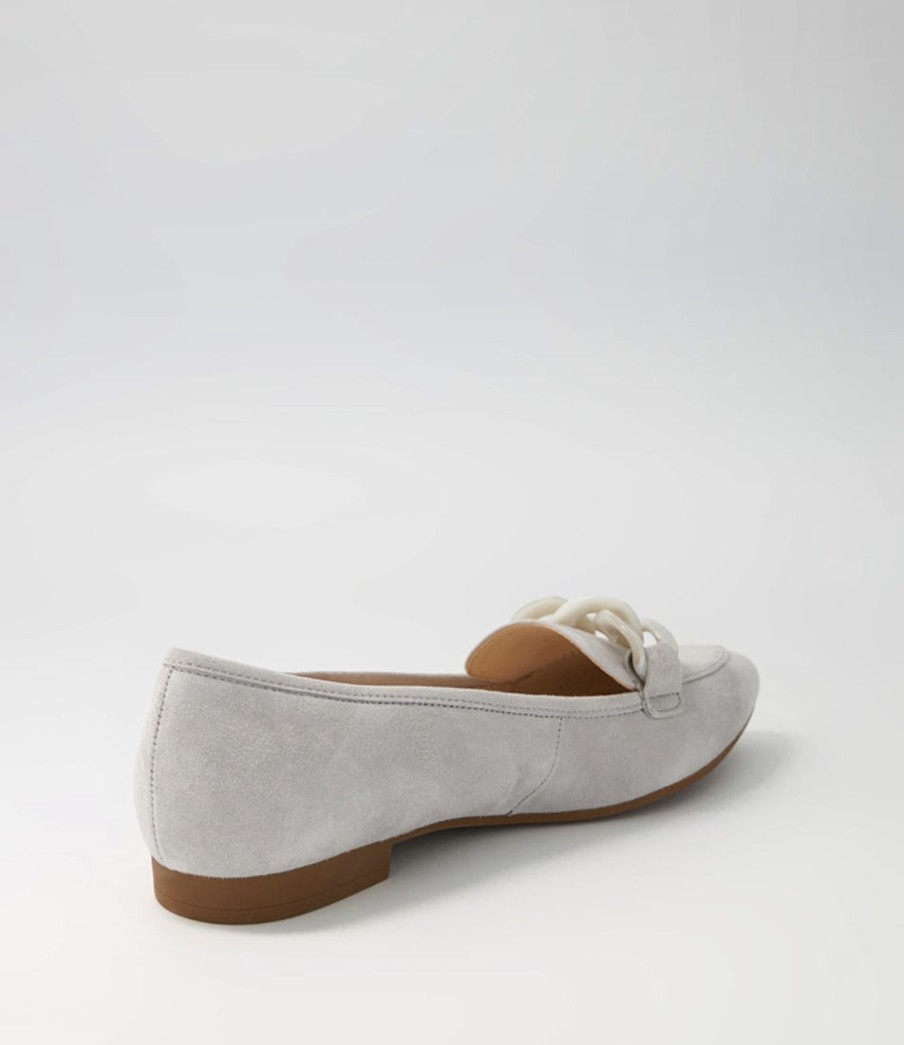 GABOR Diego Light Grey Leather Loafers | Comfort