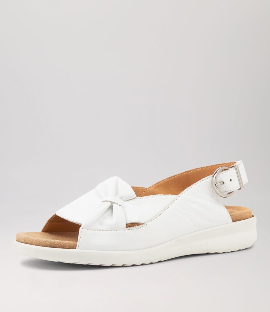 ZIERA Bari Xw White Leather Sandals Ws | Wedges