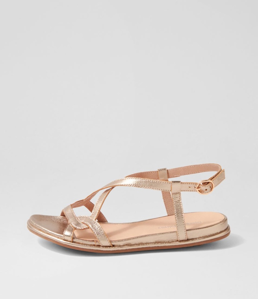 DJANGO & JULIETTE Bowey Champagne Leather Sandals | Flats