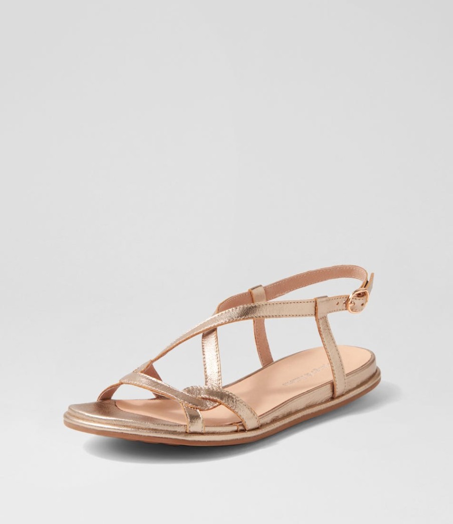 DJANGO & JULIETTE Bowey Champagne Leather Sandals | Flats