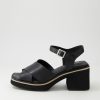 DJANGO & JULIETTE Jemi Black Leather Sandals | Heels