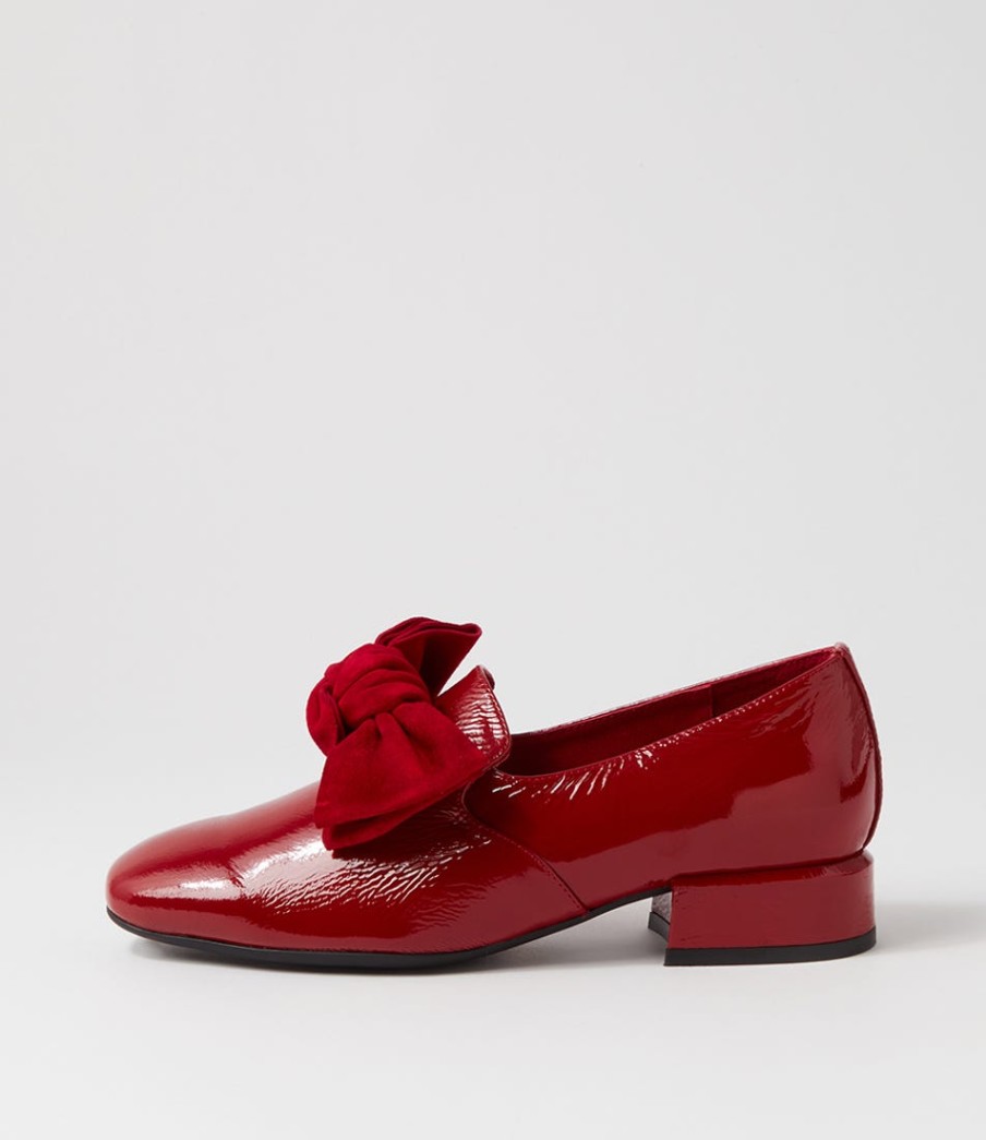 DJANGO & JULIETTE Varva Dark Red Patent Suede Heels | Loafers