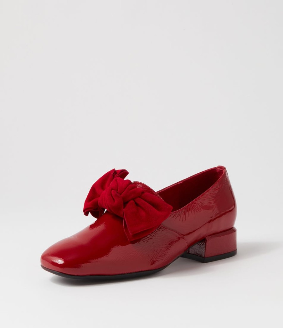 DJANGO & JULIETTE Varva Dark Red Patent Suede Heels | Loafers