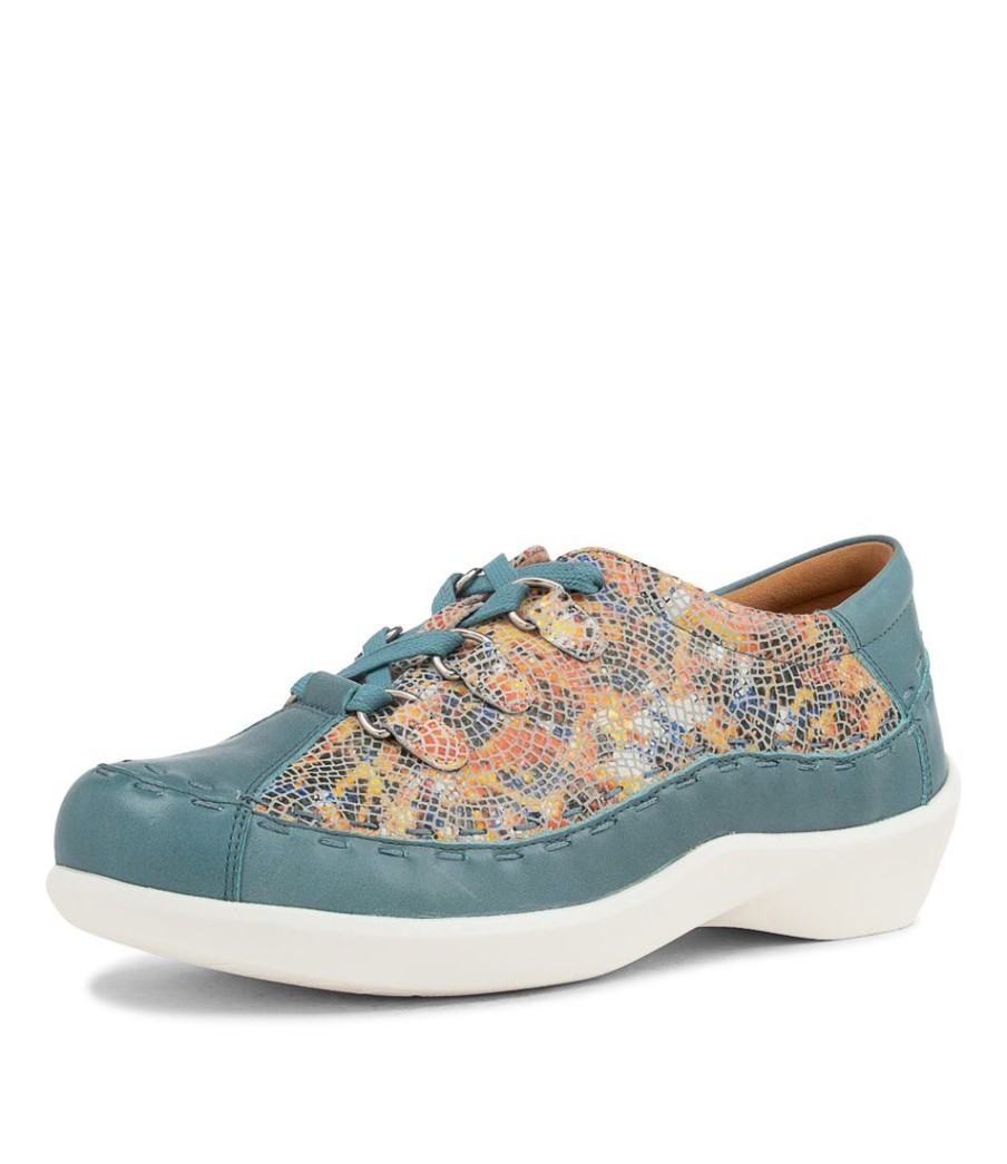 ZIERA Allsorts Xw Blue White Multi Flat Shoes | Comfort