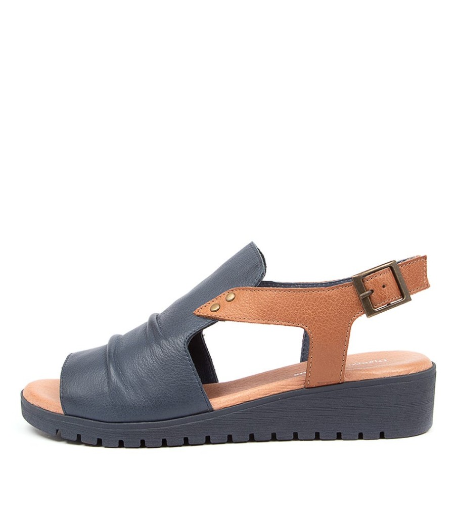 DJANGO & JULIETTE Madis Navy-Dk Tan Leather | Wedges