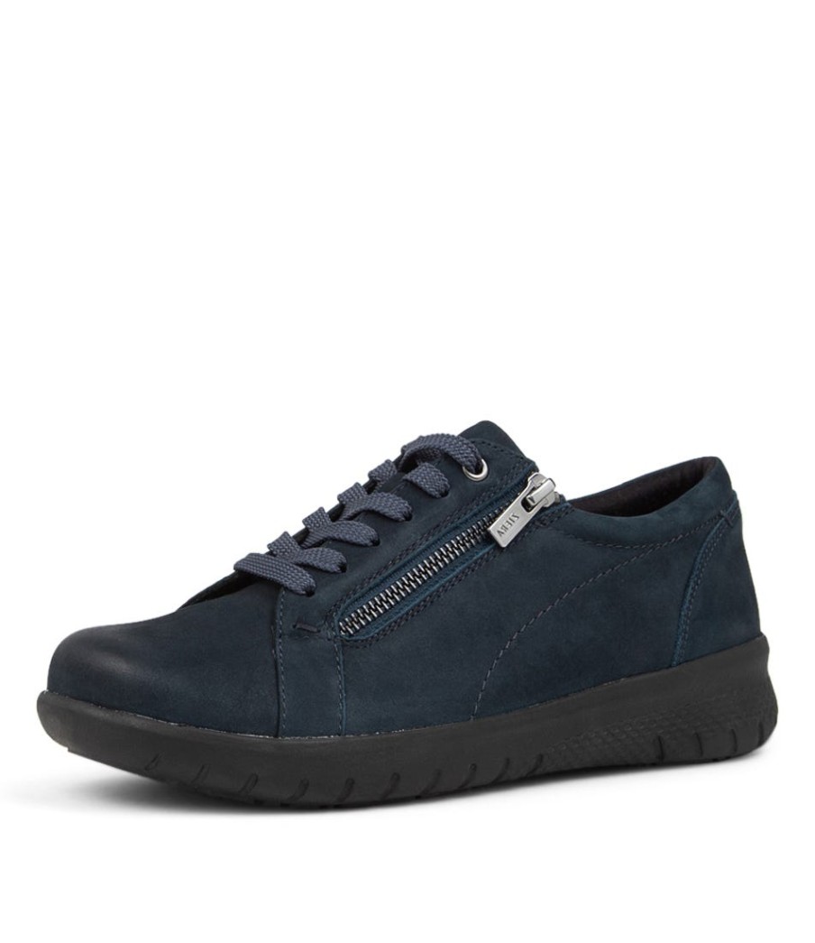 ZIERA Solar Xf Navy Leather Sneakers Bs | Comfort