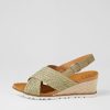 ZIERA Kaeme W Khaki Weave Leather Sandals | Wedges