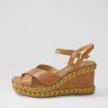 DJANGO & JULIETTE Valrae Tan Leather Sandals | Wedges