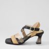 HISPANITAS Greta 35 Desert Black Leather Vinylite Sandals | Heels