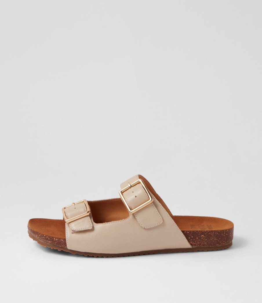 ZIERA Makosa Xw Almond Leather Slides | Flats