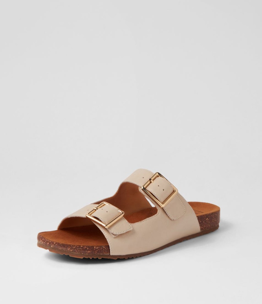 ZIERA Makosa Xw Almond Leather Slides | Flats