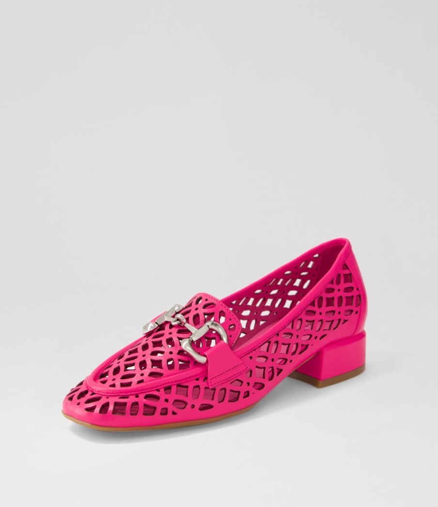 DJANGO & JULIETTE Vilis Hot Pink Leather Heels | Loafers