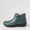 ZIERA Alliee Xw Dark Emerald Leather Ankle Boots | Boots