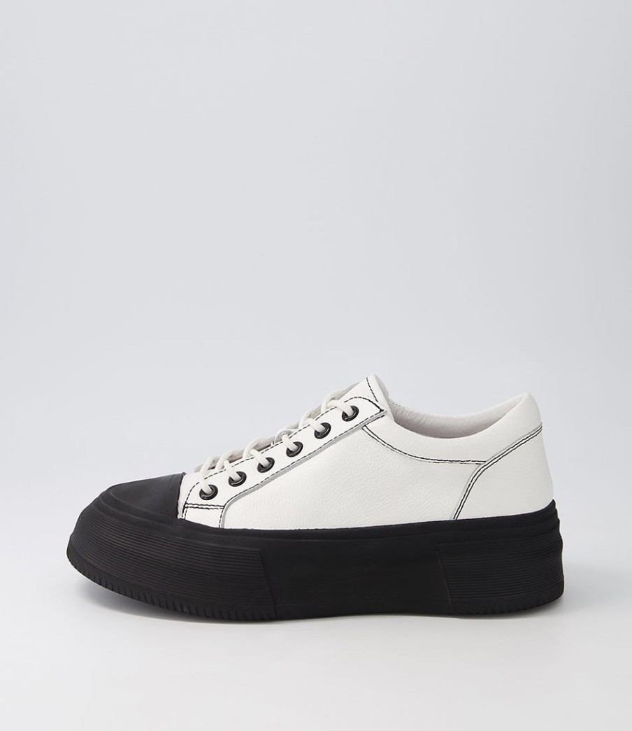 DJANGO & JULIETTE Agot White Black Leather Stitch Sneakers | Sneakers