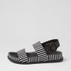 DJANGO & JULIETTE Quffle Black White Stripe Leather Sandals | Flats