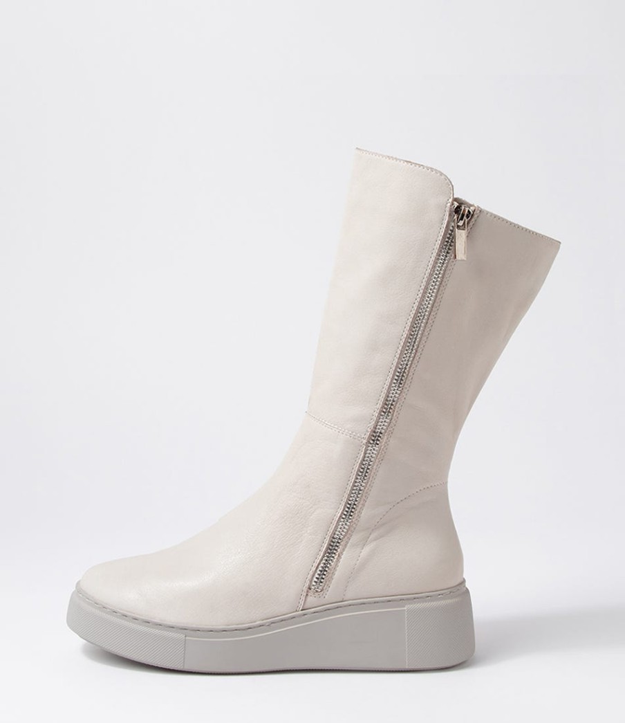 DJANGO & JULIETTE Yogue Ivory Misty Leather Calf Boots | Boots