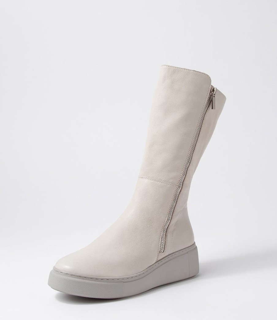 DJANGO & JULIETTE Yogue Ivory Misty Leather Calf Boots | Boots