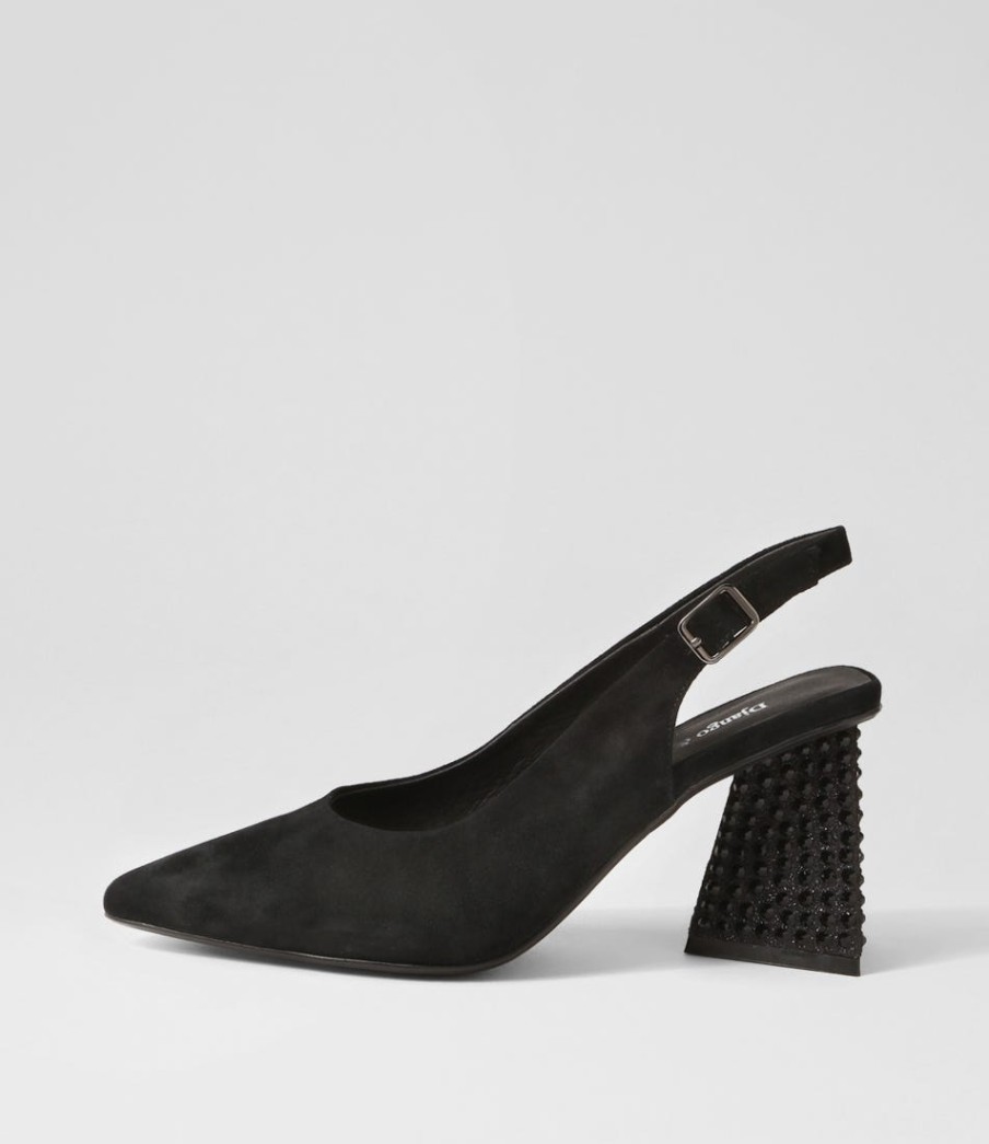 DJANGO & JULIETTE Lesnoy Black Suede Jewels Heels | Heels