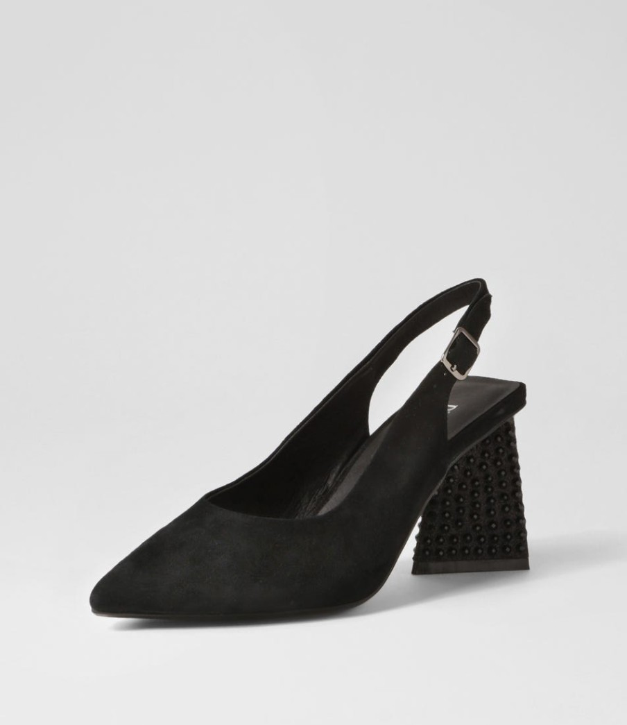 DJANGO & JULIETTE Lesnoy Black Suede Jewels Heels | Heels