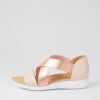 ZIERA Umato W Dusty Pink Rose Gold Leather Elastic Sandals | Flats