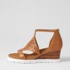 ZIERA Pellie W Tan Leather Sandals | Wedges