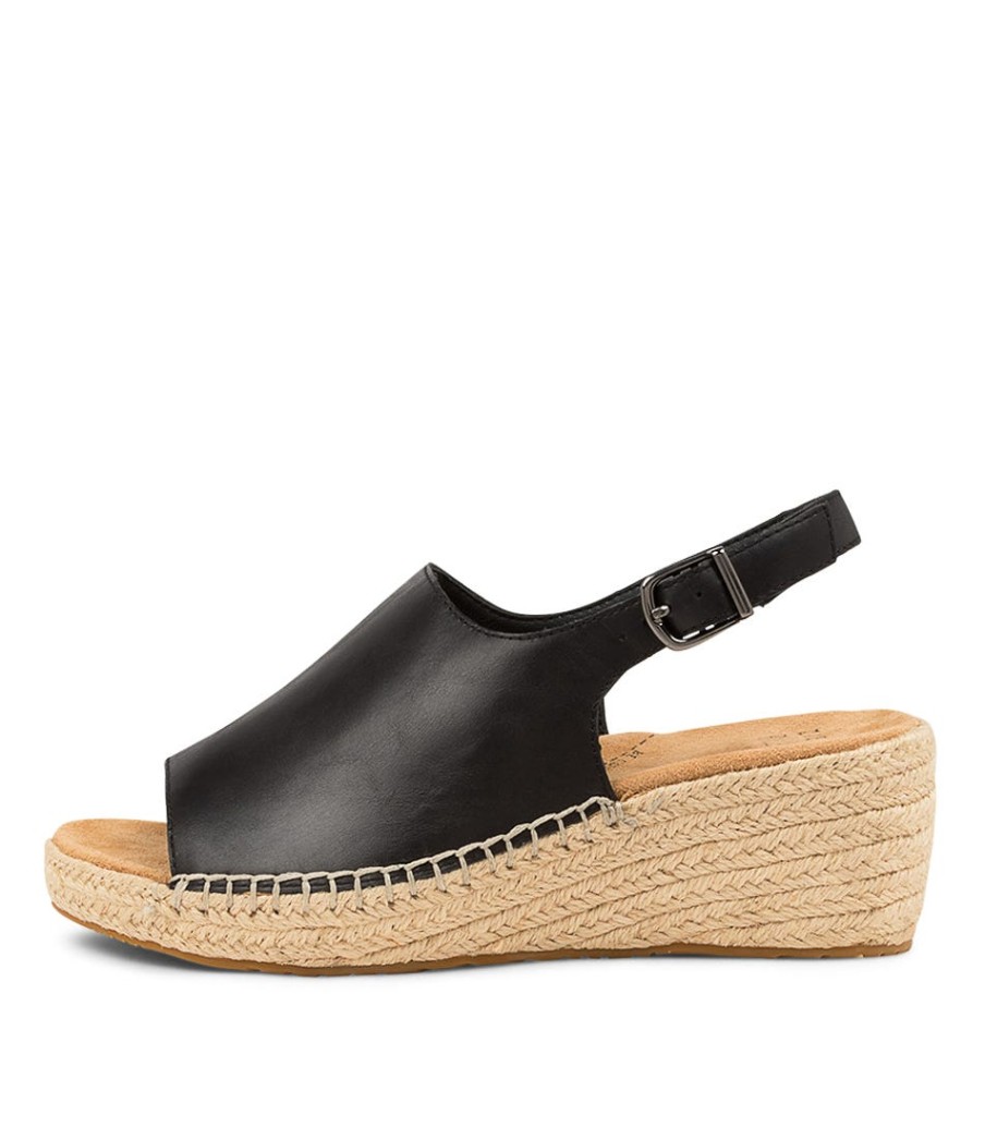 ZIERA Kyrin Xw Black Leather Espadrilles | Espadrilles