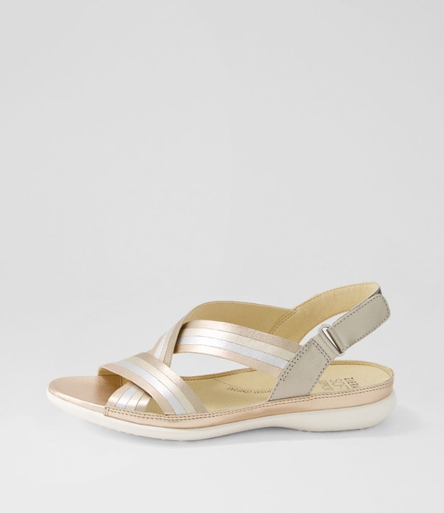 ZIERA Bellmont W Metallic Multi Leather Sandals | Flats