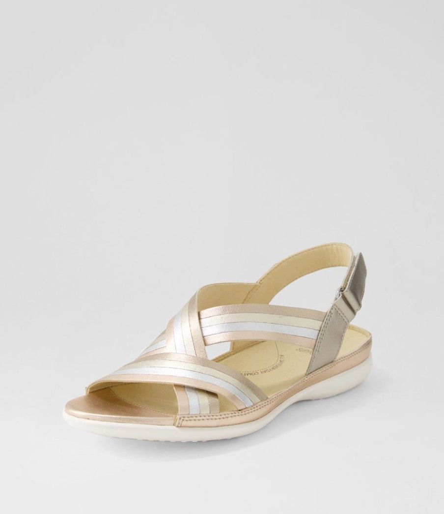 ZIERA Bellmont W Metallic Multi Leather Sandals | Flats