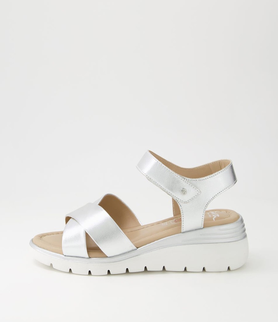 ARA Rimini 32 Silver Leather Sandals | Comfort