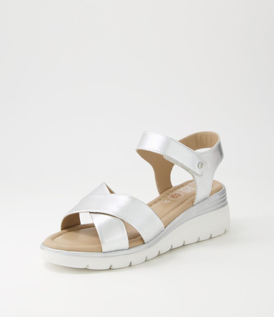 ARA Rimini 32 Silver Leather Sandals | Comfort