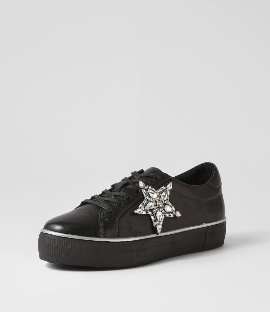 DJANGO & JULIETTE Foxxie Black Silver Leather Jewels Sneakers | Sneakers